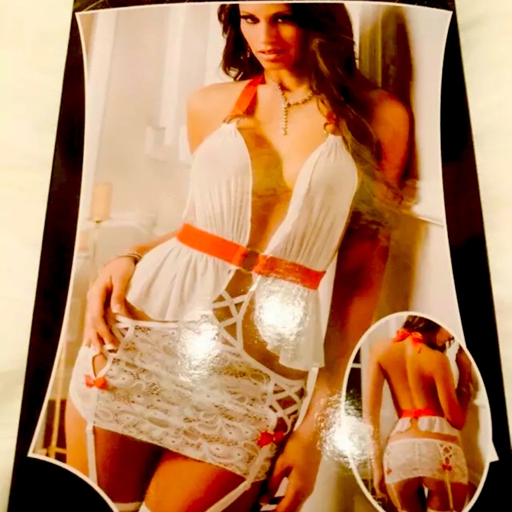 NEW G World Sexy Intimates Goddess 4 PC. Lot Stockings Chemise Garter Panty $59